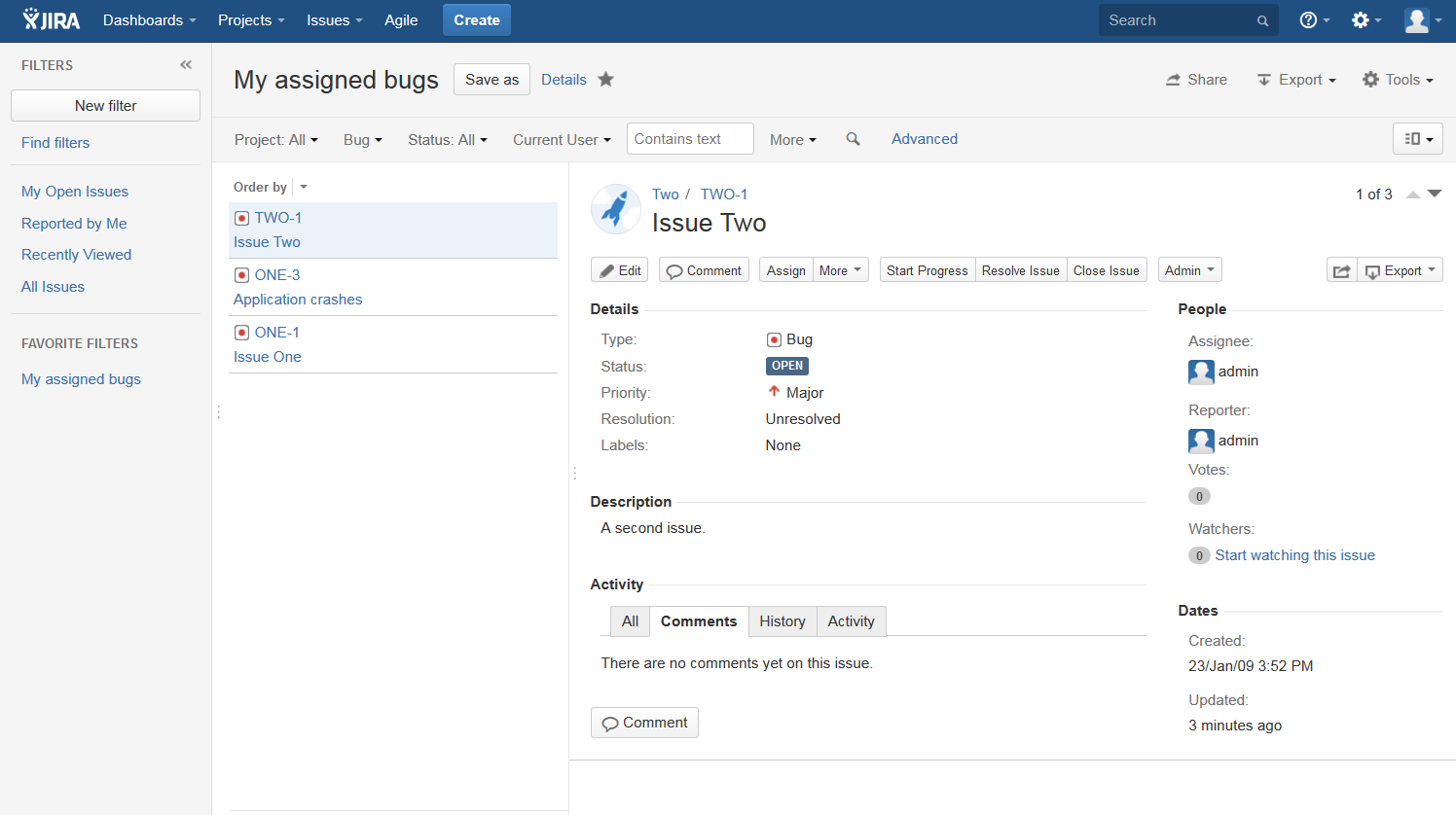 Filters activity stream for JIRA Devpost