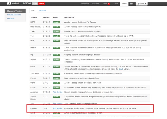 Catalog service for Ambari – screenshot 3