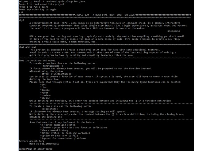 Jrepl - a read-eval-print-loop for Java – screenshot 3