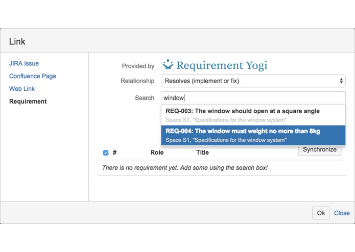 Requirement Yogi connector for JIRA – screenshot 2