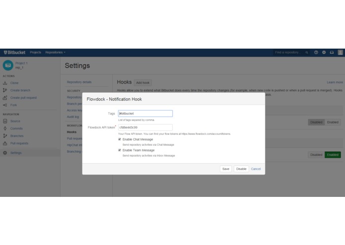 Flowdock Notifications for Bitbucket – screenshot 1
