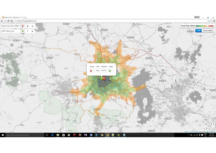 Mexico City Travel Time Application – screenshot 1