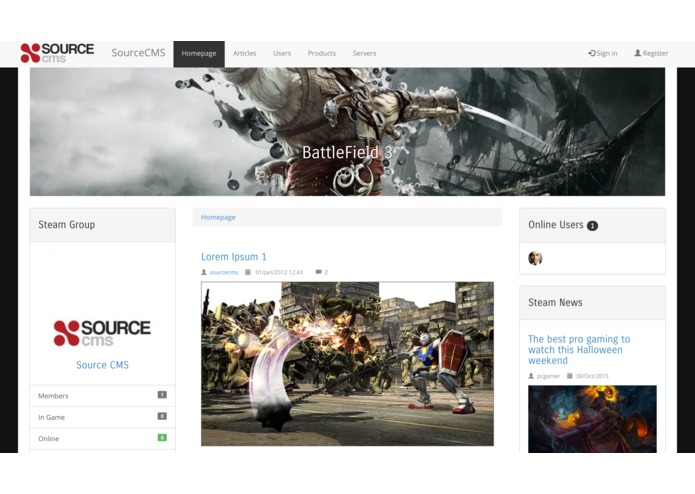 SourceCMS – screenshot 1