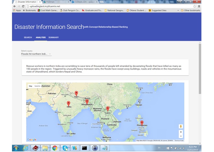 Disaster Information Search with Concept-Based Ranking – screenshot 3