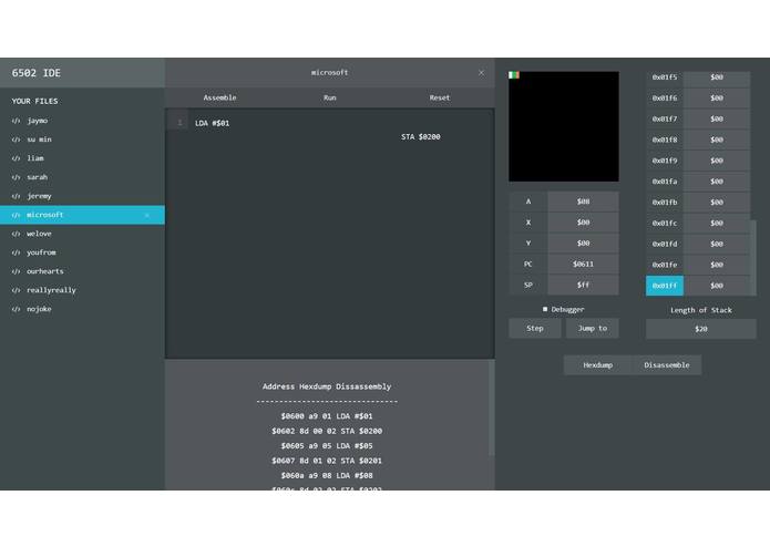 Online 6502 IDE – screenshot 1
