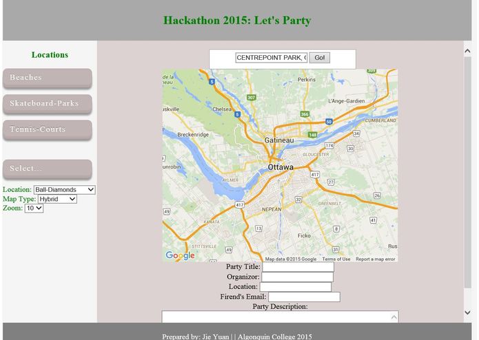 Let's Party (web application) – screenshot 1