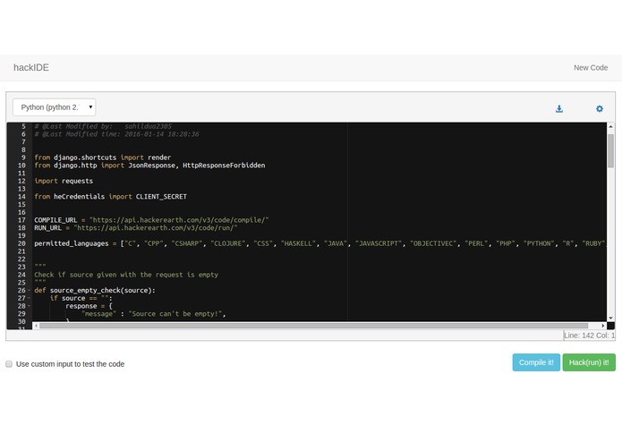 hackIDE – screenshot 1