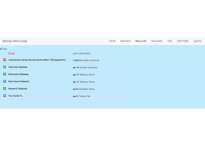 Penn WiCS Resource Website – screenshot 2