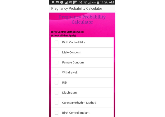 Pregnancy Probability Calculator – screenshot 1