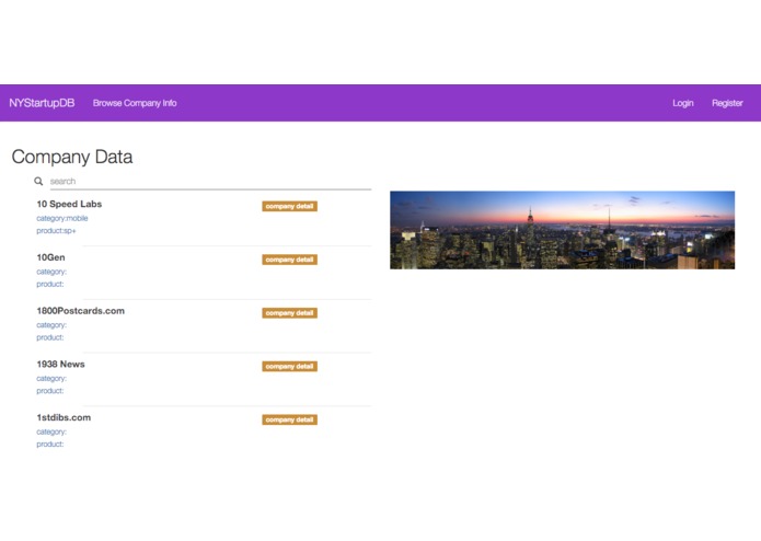 NYStartupDB – screenshot 1