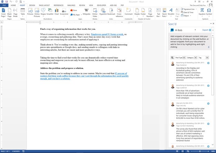 Sorc'd for Office- Insert your research with one click – screenshot 1