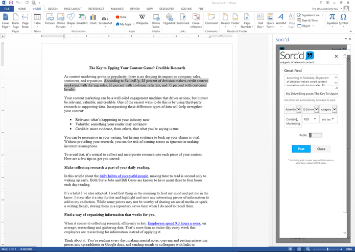 Sorc'd for Office- Insert your research with one click – screenshot 3