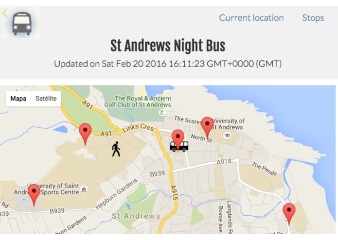 St Andrews night bus tracker – screenshot 1