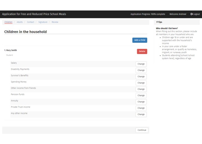 E.A.T. School Lunch UX – screenshot 2