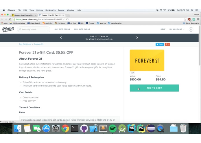 Raise.com Gift Cards Chrome Extension – screenshot 2