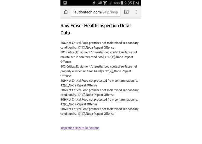 Yelp vs Health Inspections – screenshot 4