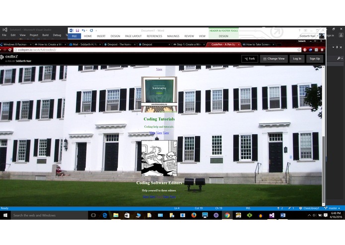 Software Webpage – screenshot 1
