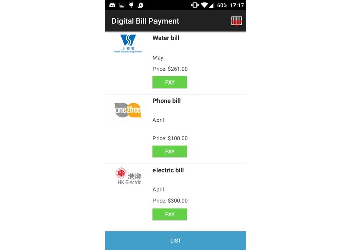 digital bill payment – screenshot 1