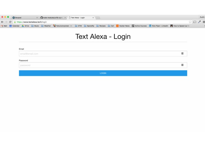 https://github.com/austin94/TextAlexa – screenshot 1