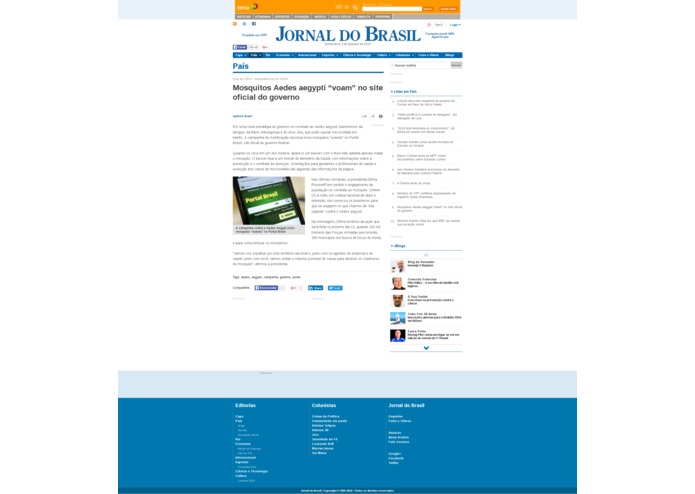 Marketing action: Aedes flying in sites .gov.br – screenshot 2