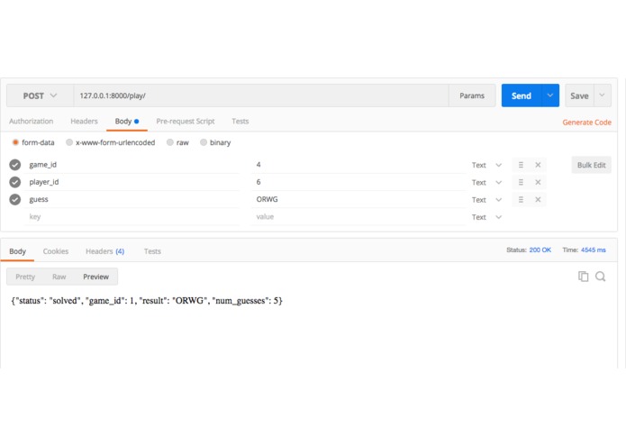 MasterMind BackEnd – screenshot 2