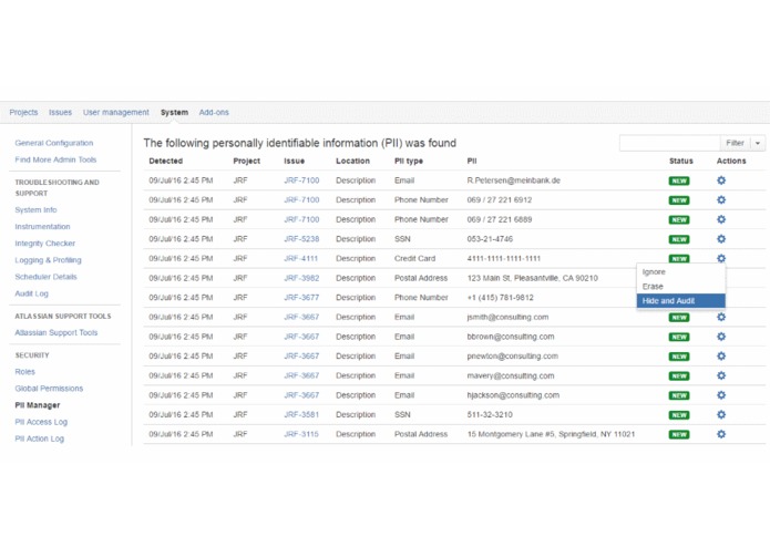 PII Protector for JIRA – screenshot 2
