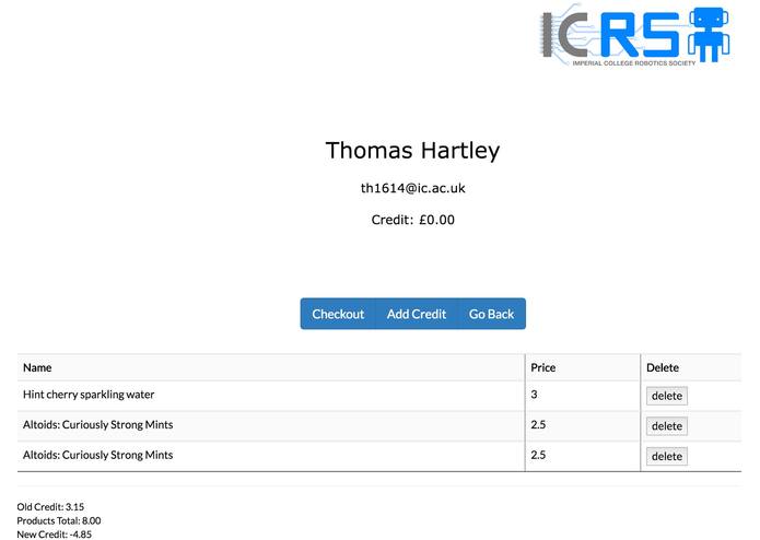 ICRS Checkout – screenshot 1