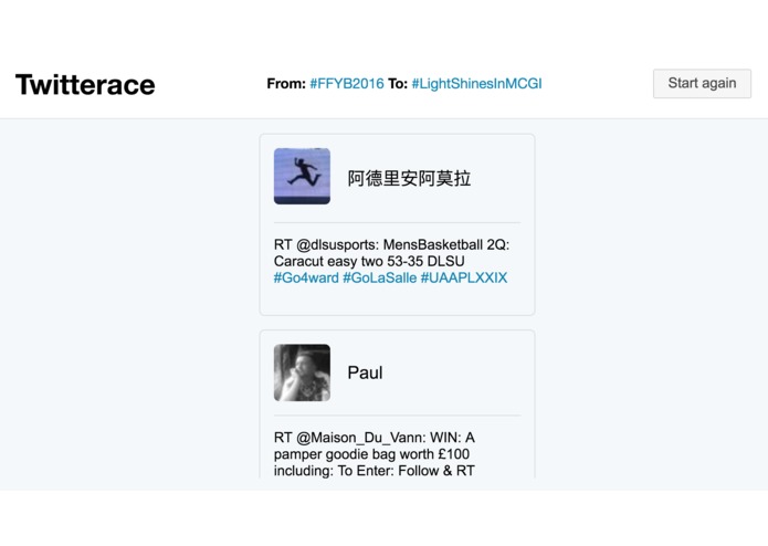 Twitterace – screenshot 2