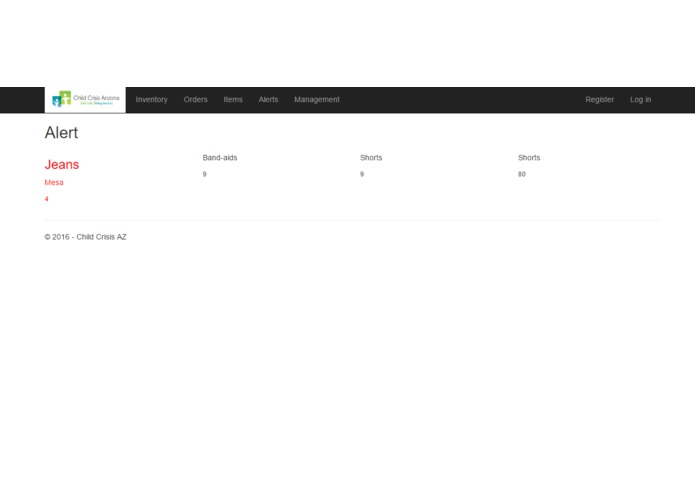 Web app to manage inventory for Child Crisis Arizona – screenshot 3