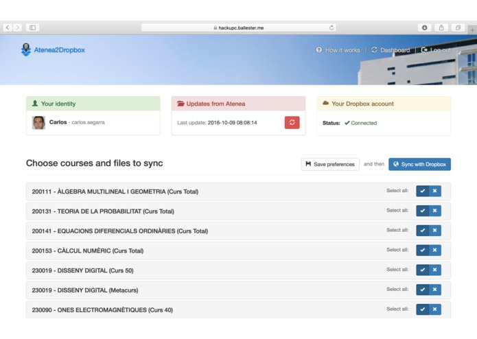 Atenea2Dropbox – screenshot 1