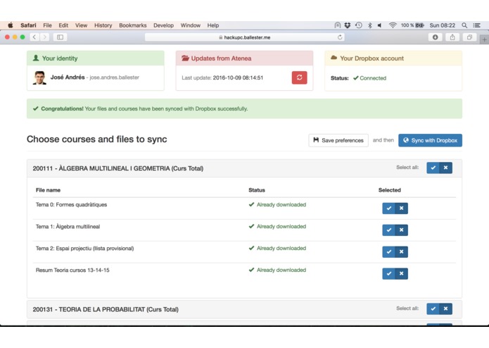Atenea2Dropbox – screenshot 2