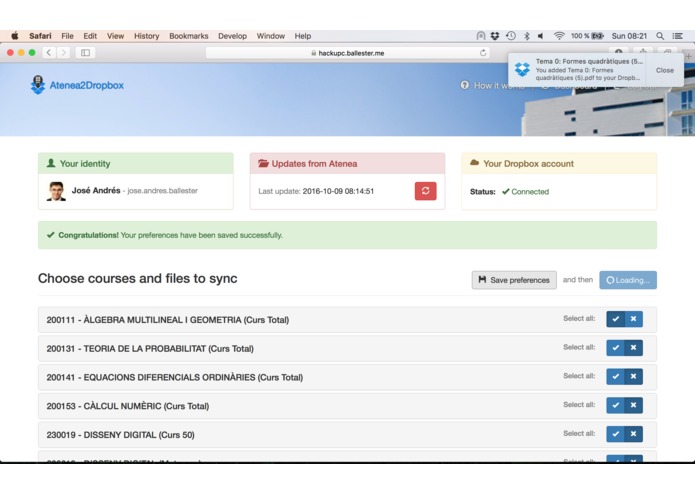 Atenea2Dropbox – screenshot 3