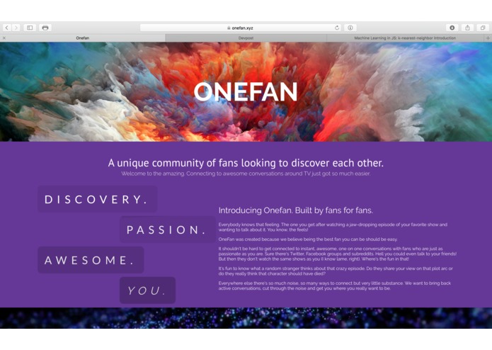 Onefan Beta Page – screenshot 1