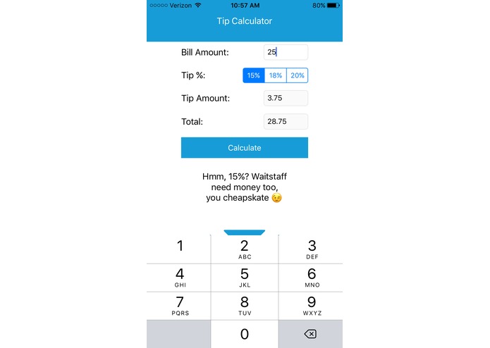tipCalculator – screenshot 2