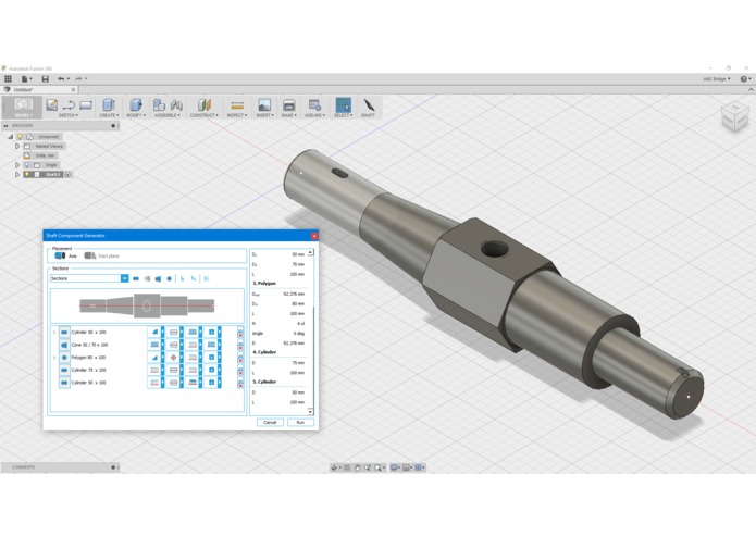 Shaft Component Generator for Fusion 360 – screenshot 1