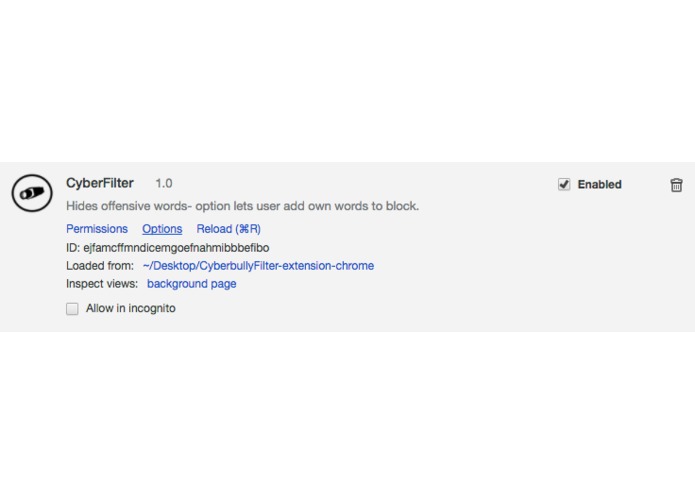 CyberFilter Chrome Extension – screenshot 2
