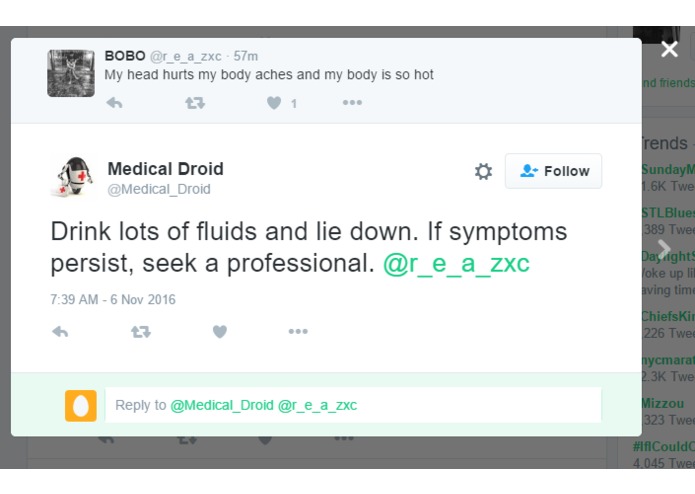 Medical Advice Twitter Bot – screenshot 2