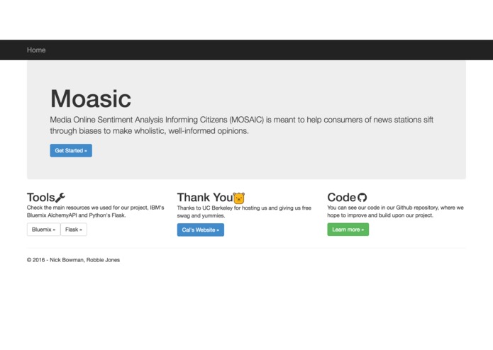 Media Sentiment Analysis Informing Citizens (MOSAIC) – screenshot 1