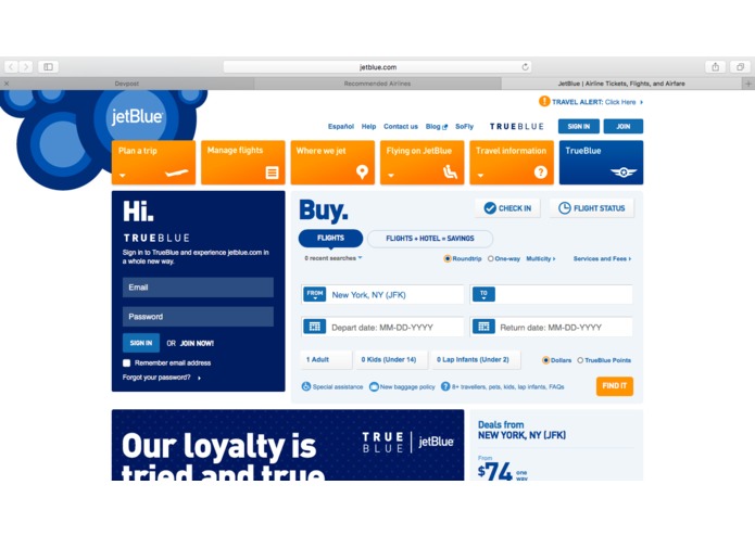 Airports Web Page – screenshot 2