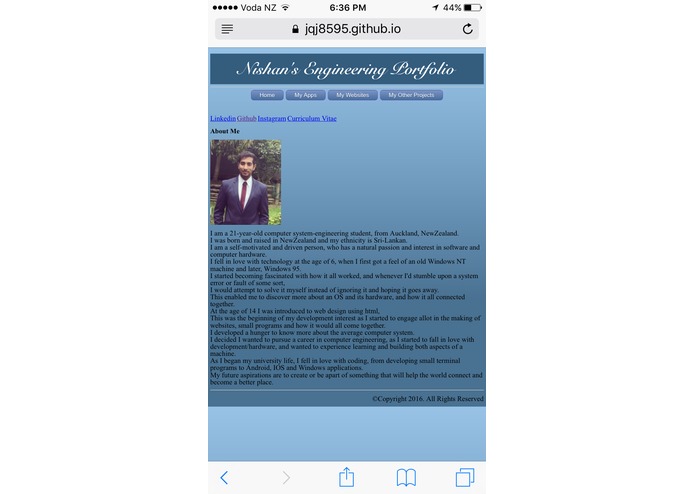 Portfolio website – screenshot 1