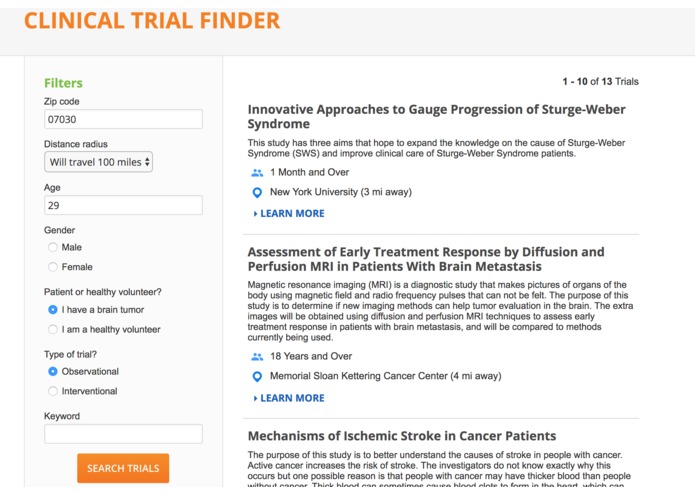 Clinical Trial Finder – screenshot 1