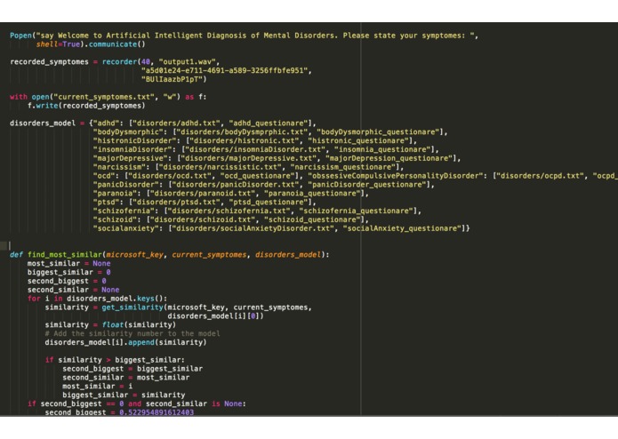 Artificial Intelligent Diagnosis of Mental Disorders – screenshot 3