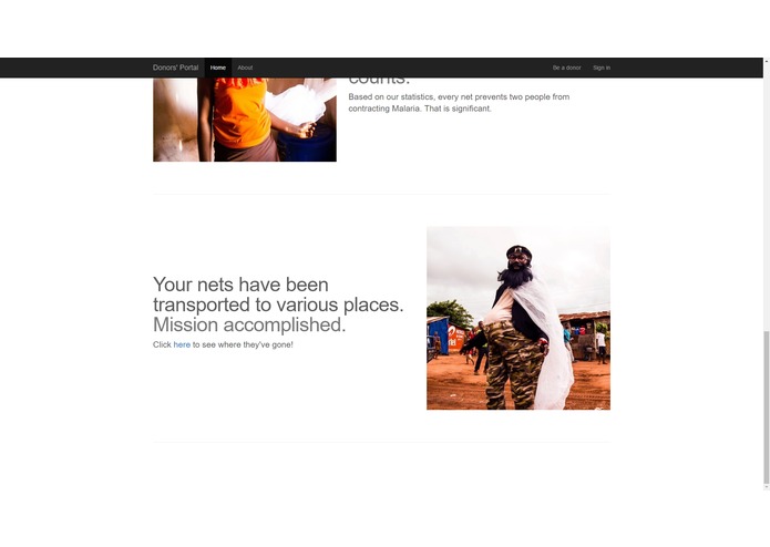 Table 7: Web App for Against Malaria Foundation – screenshot 1