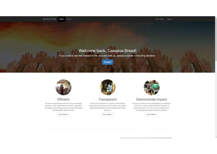 Table 7: Web App for Against Malaria Foundation – screenshot 2