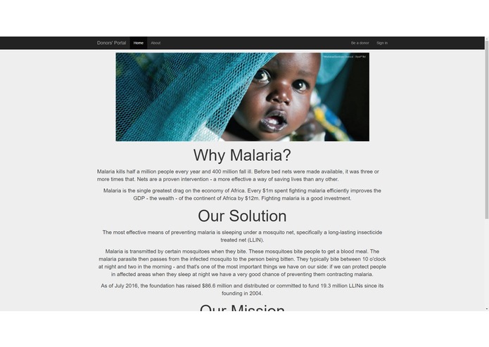 Table 7: Web App for Against Malaria Foundation – screenshot 5