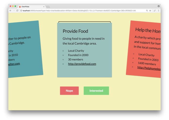 "ChariFlicks", Table 14 – screenshot 1