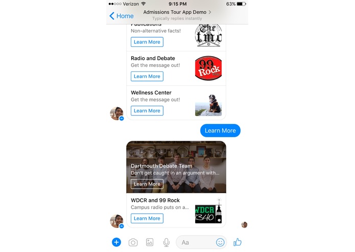Dartmouth Phil (Admissions Chatbot) – screenshot 1