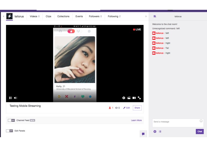 Twitch Plays Tinder – screenshot 2