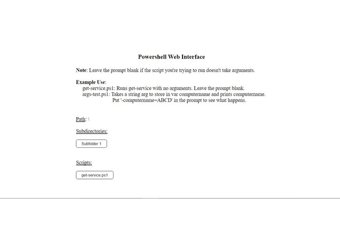 powershell-web-interface – screenshot 1