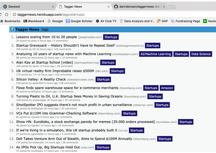 Tagger News – screenshot 2